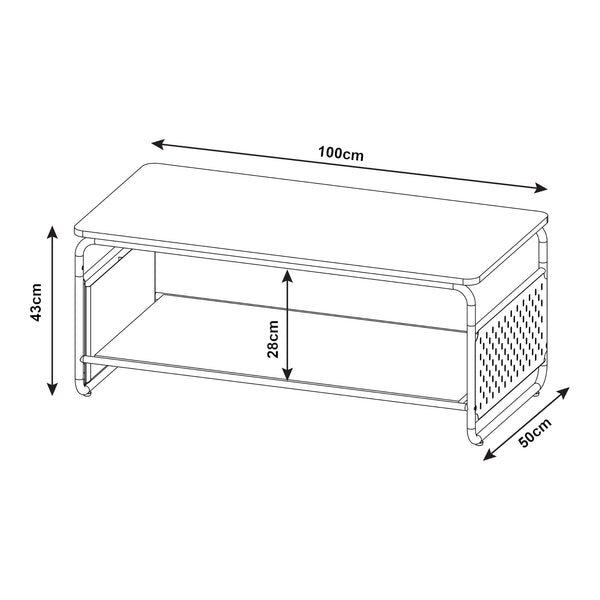 Couchtisch Dyrøy 100x50x43cm Weiß/Eiche [en.casa]