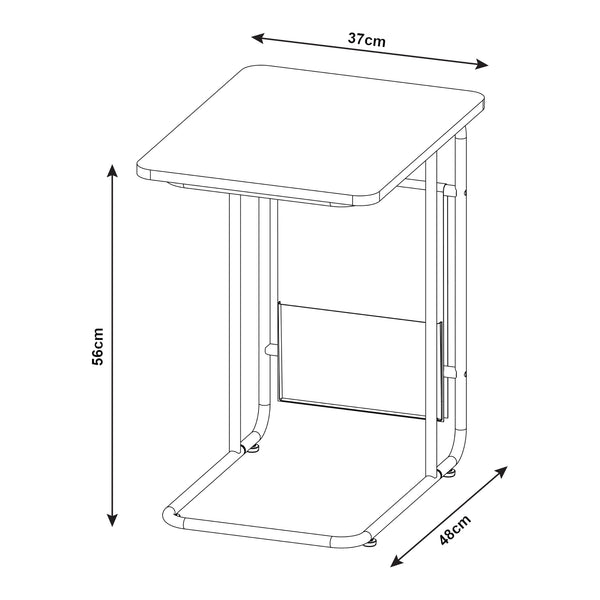 Laptoptisch Dyrøy 56x48x37cm Weiß/Eiche [en.casa]