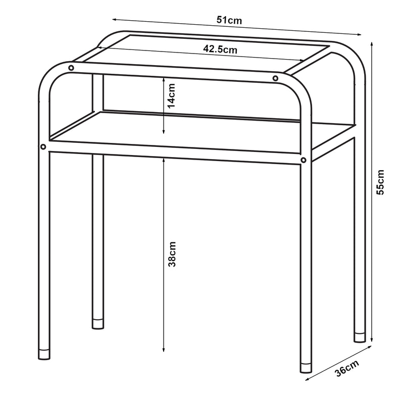 Maßskizze Beistelltisch Krødsherad 55x51x36cm Schwarz/Eiche [en.casa]