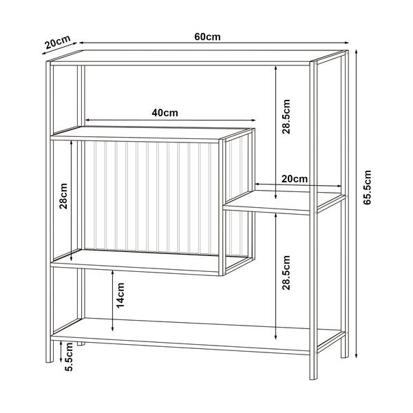 Konsolentisch Beesel 65,5x60x20 cm Schwarz [en.casa]
