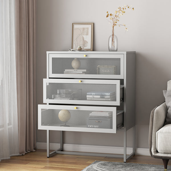 Büroschrank Sund mit 3 Schubladen 105x80x40 cm Grau [en.casa]