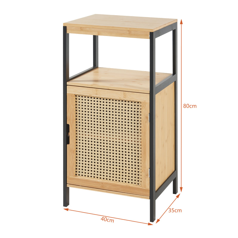 Maßskizze Badschrank Tervola 80x40x35cm Bambus Schwarz [en.casa]