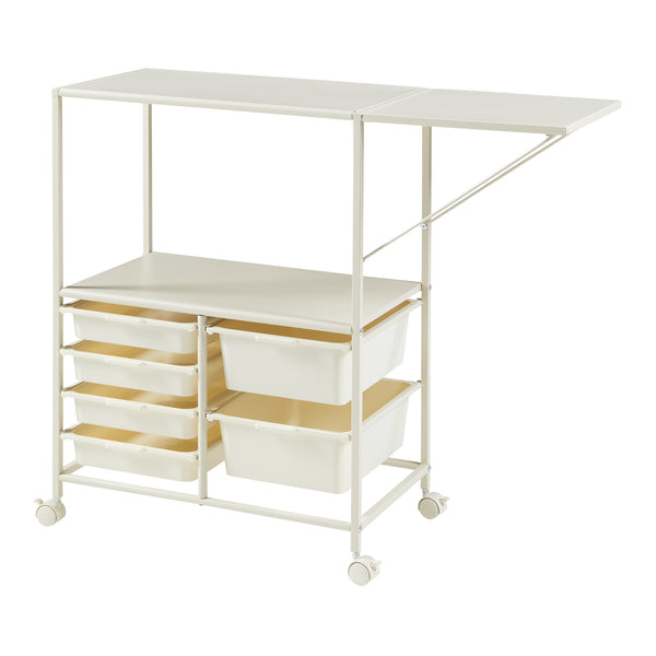 Rollwagen Sørfold mit Kästen 100x37x85cm Weiß [en.casa]