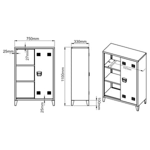 Metallschrank Oripää - 110x75x33cm - Pastellgrün