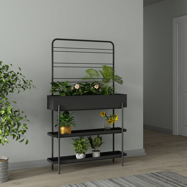 Outdoor Pflanzenständer Aalsmeer Metall 154x96x24 cm Schwarz [casa.pro]