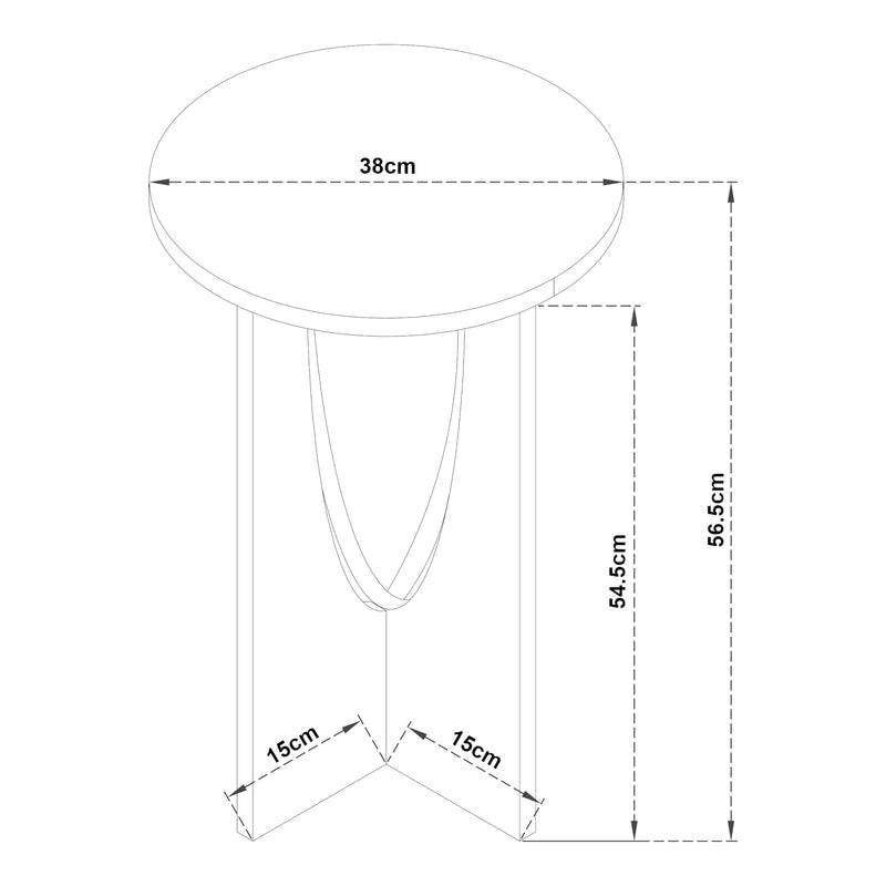 Maßskizze Beistelltisch Rindal 38x56,5 cm Eichenoptik [en.casa]