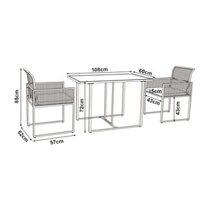 Gartenmöbelset Accadia 3-tlg. Schwarz/Braun [casa.pro]