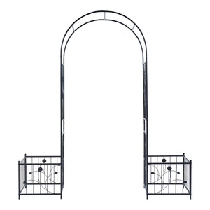 Rosenbogen Barisciano mit 2 Blumenkästen Schwarz [casa.pro]