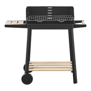 Grillwagen Ari 78x86x30cm Schwarz/Bambus [casa.pro]