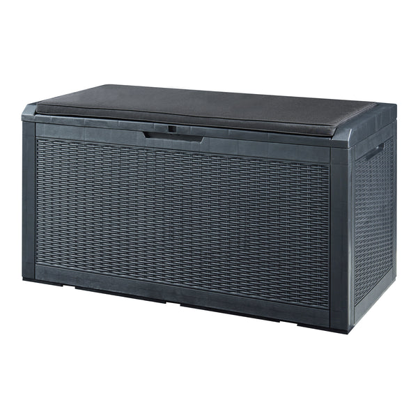 Aufbewahrungsbox Atella 122x54,5x65cm Schwarz, Rattanoptik [casa.pro]
