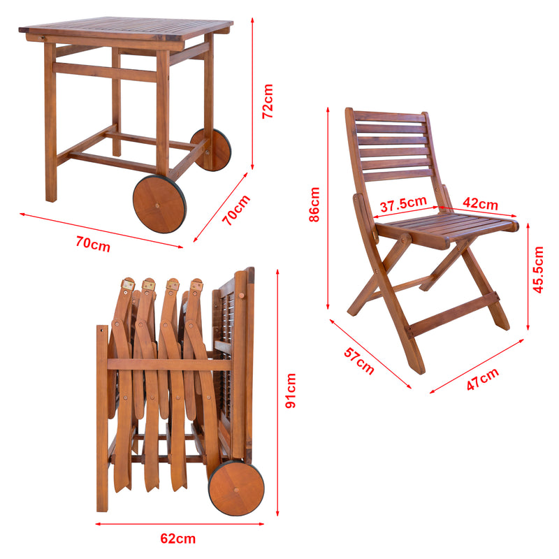 Maßskizze Gartenmöbelset Ancarano 5-tlg. Akazienholz FSC®-zertifiziert [en.casa]