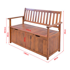 Gartenbank Avezzano mit Staufach 130x60x88cm Akazie FSC®-zertifiziert [en.casa]