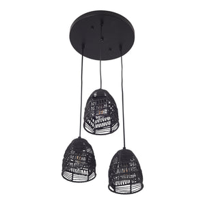 Hängeleuchte Andover Metall+Rattan Schwarz [lux.pro]