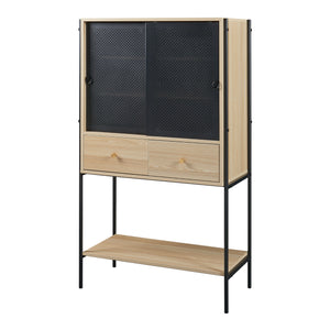Beistellschrank Tysnes 140x80x40 cm Schwarz/Eiche [en.casa]
