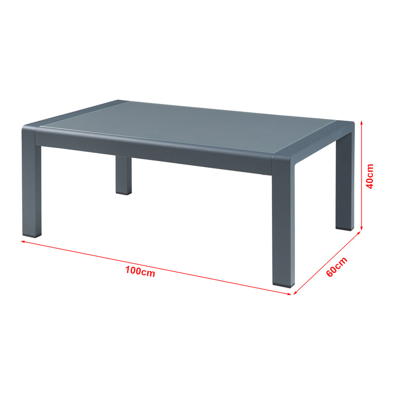 Maßskizze Outdoor-Couchtisch Avise Aluminium Glas Anthrazit [casa.pro]