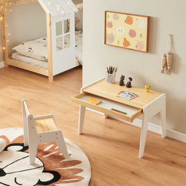 Kinderschreibtisch mit Stuhl Skinnskatteberg Holz/Weiß [en.casa]