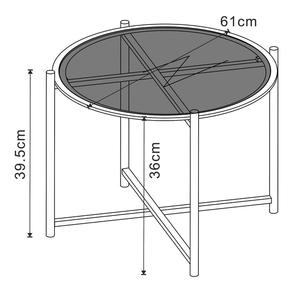 Couchtischset Lier 2-tlg. Glasplatte Schwarz [en.casa]