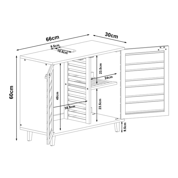 Waschbeckenunterschrank Epind 60x66x30 cm Bambus Natur [en.casa]