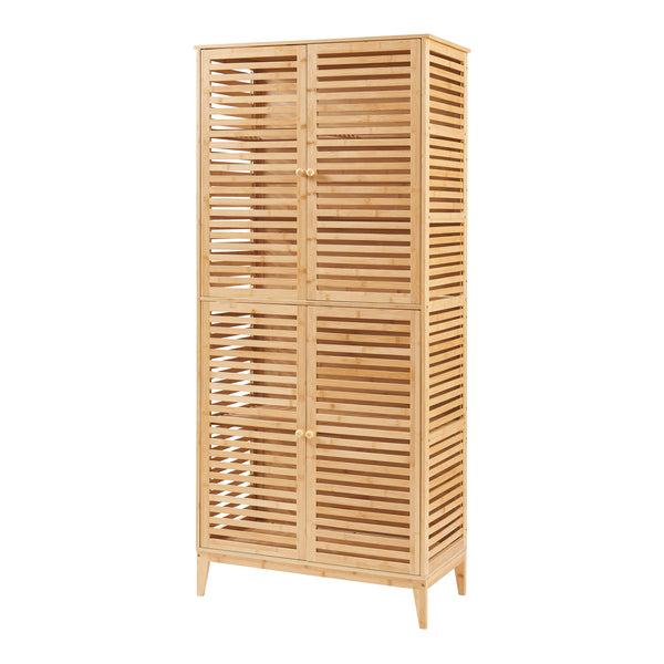 Badezimmerschrank Raurgela 180x80x40 cm Bambus [en.casa]