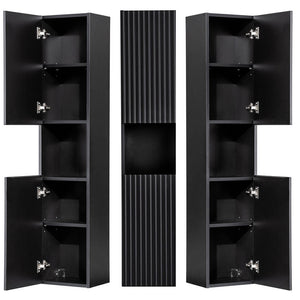 Hochschrank Skelbolu 140x30x25 cm Schwarz [en.casa]