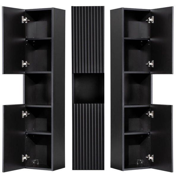 Hochschrank Skelbolu 140x30x25 cm Schwarz [en.casa]