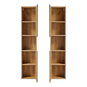 Hochschrank Skelbolu mit Regaleinsatz 30x140x25 cm Eichenoptik [en.casa]