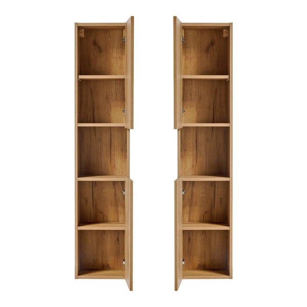 Hochschrank Skelbolu mit Regaleinsatz 30x140x25 cm Eichenoptik [en.casa]