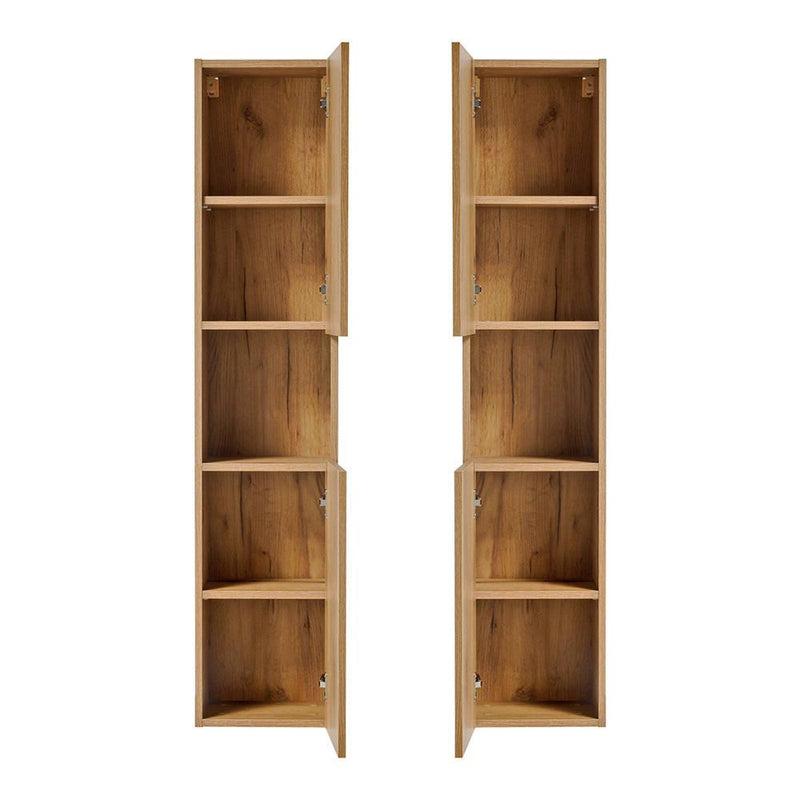 Maßskizze Hochschrank Skelbolu mit Regaleinsatz 30x140x25 cm Eichenoptik [en.casa]