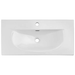 Waschtisch Skelbolu 80x57x39 cm mit LED-Spiegel Eicheoptik [en.casa]