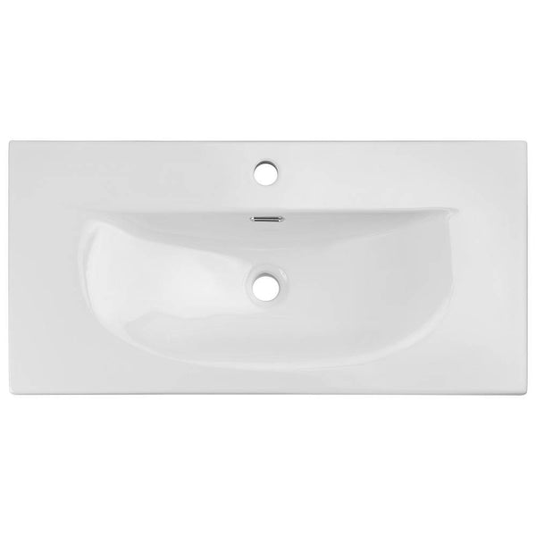 Waschtisch Skelbolu 80x57x39 cm mit LED-Spiegel Eicheoptik [en.casa]