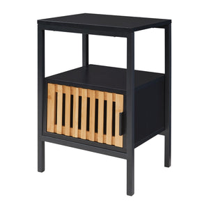 Nachttisch Luniehti 58x40x33 cm Schwarz/Natur [en.casa]