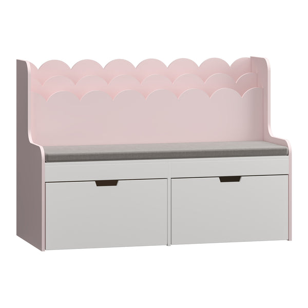 Kindersitzbank mit Regal Vestnes 100x45x70 cm Cotton Candy/Weiß [en.casa]
