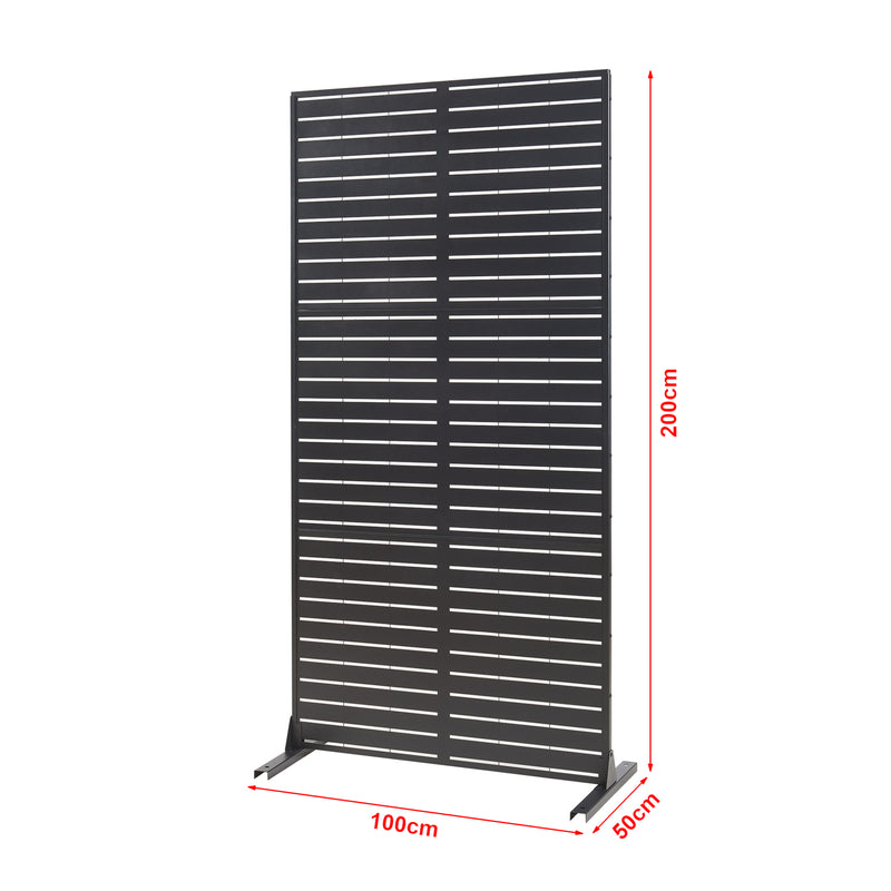 Maßskizze Indoor Trennwand Trolu Stahl 200x100x50 cm Schwarz [casa.pro]