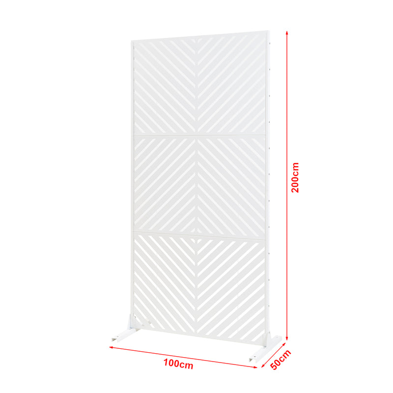 Maßskizze Indoor Trennwand Kekan Stahl 200x100x50 cm Weiß [casa.pro]
