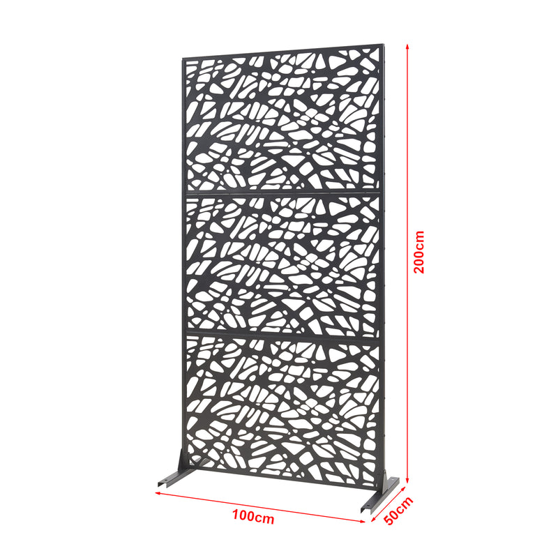 Maßskizze Indoor Trennwand Poskind Stahl 200x100x50 cm Schwarz [casa.pro]