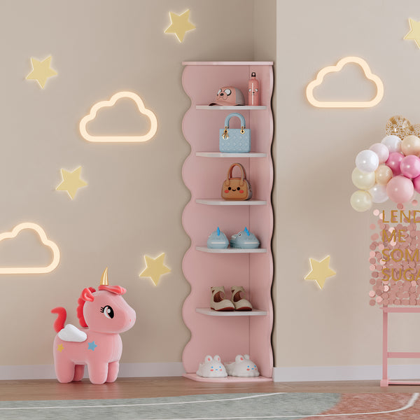 Kinder-Eckregal Vestnes 108x27x27 cm Cotton Candy/Weiß [en.casa]
