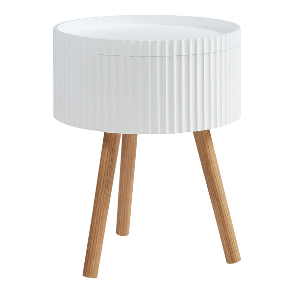 Beistelltisch Bongard mit Stauraum Ø38x48 cm Weiß [en.casa]