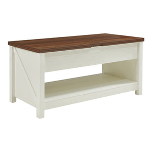 Couchtisch Kasama mit Hebeplatte und Stauraum 110x55x54 cm Walnussoptik/Weiß [en.casa]