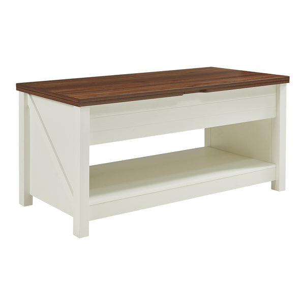 Couchtisch Kasama mit Hebeplatte und Stauraum 110x55x54 cm Walnussoptik/Weiß [en.casa]