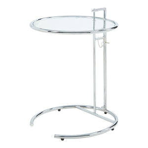 Höhenverstellbarer Beistelltisch Stare 50x57-77 cm Glas Transparent/Chromfarben [en.casa]