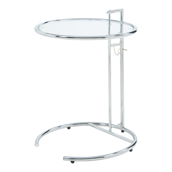 Höhenverstellbarer Beistelltisch Stare 50x57-77 cm Glas Transparent/Chromfarben [en.casa]