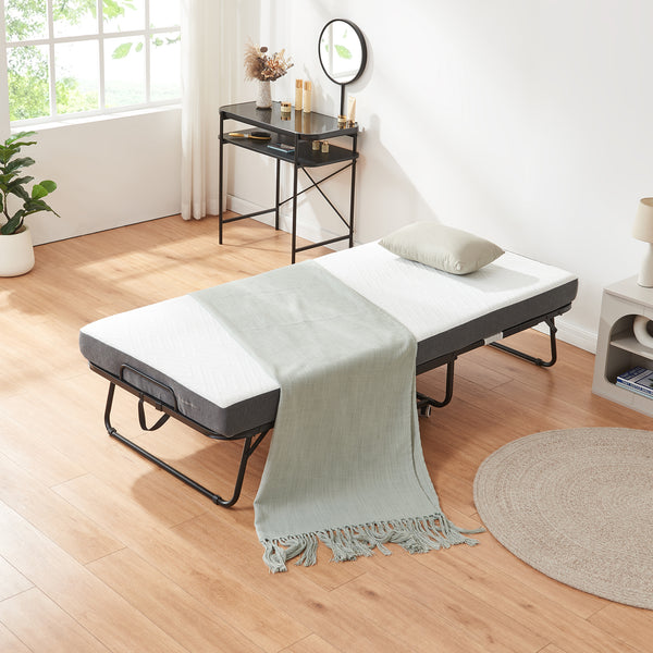 Metall-Klappbett Borjavle mit Matratze 200x90cm Schwarz [en.casa]