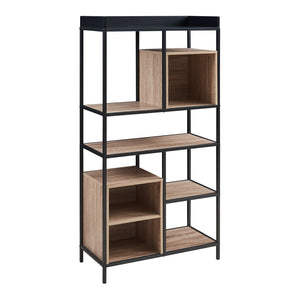 Standregal Belana 137x70x33 cm Schwarz/Eicheoptik [en.casa]