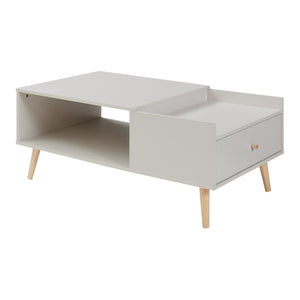 Couchtisch Hallevil mit Schublade 106x59x44 cm Hellgrau [en.casa]