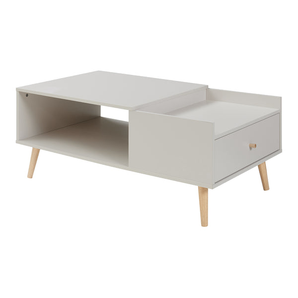Couchtisch Hallevil mit Schublade 106x59x44 cm Hellgrau [en.casa]