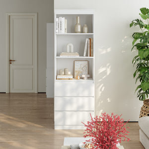 Bücherregal Les mit 3 Schubladen 180x60x35 cm Weiß [en.casa]