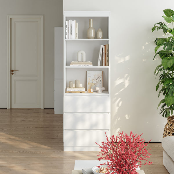 Bücherregal Les mit 3 Schubladen 180x60x35 cm Weiß [en.casa]