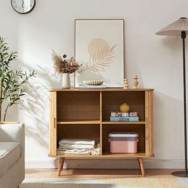 Beistellschrank Nordkapp 100x40x80 cm Bambus [en.casa]