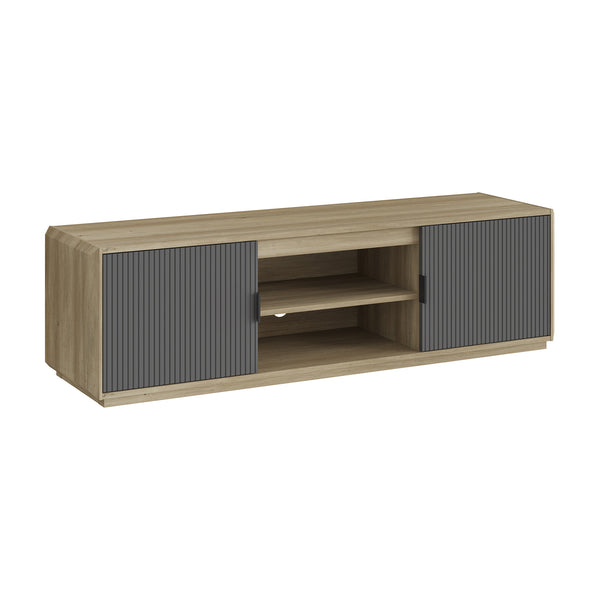 Fernsehschrank Trömi 150x40x43 cm Eicheoptik/Grau [en.casa]