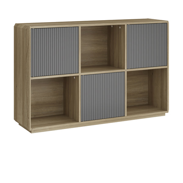 Sideboard Trömi 75x120x30 cm Eicheoptik/Grau [en.casa]